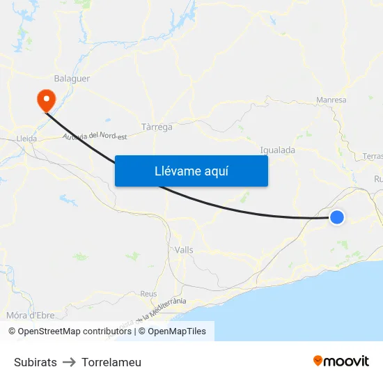 Subirats to Torrelameu map
