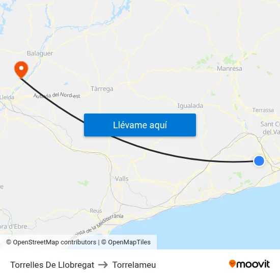Torrelles De Llobregat to Torrelameu map