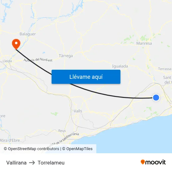 Vallirana to Torrelameu map