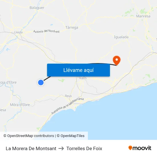 La Morera De Montsant to Torrelles De Foix map