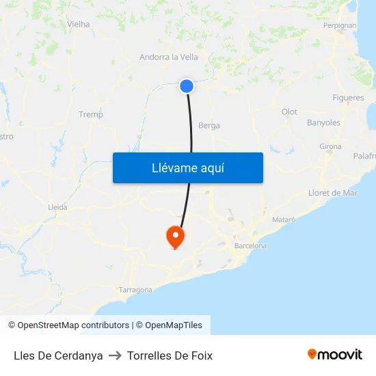 Lles De Cerdanya to Torrelles De Foix map