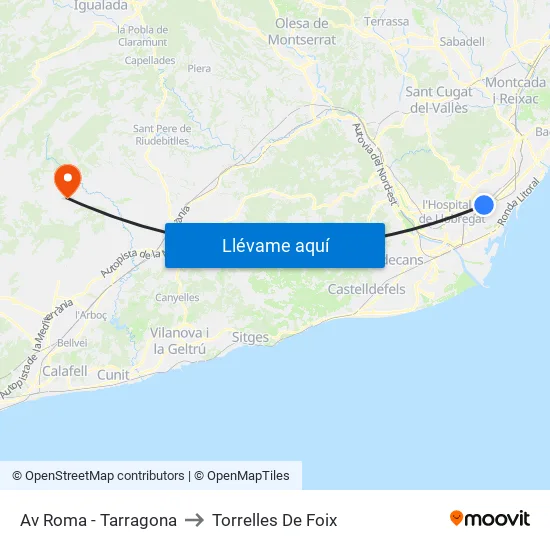 Av Roma - Tarragona to Torrelles De Foix map