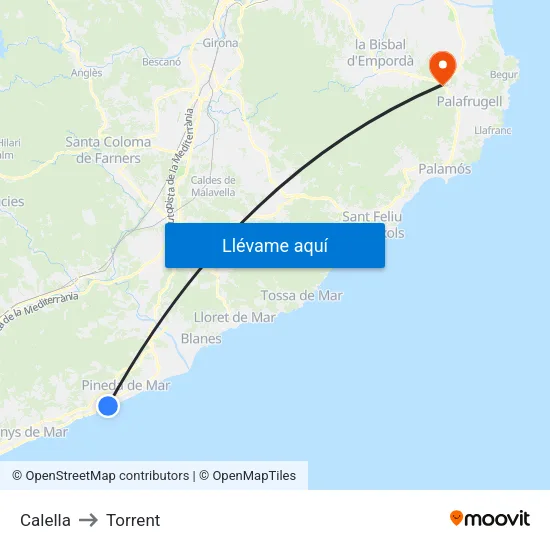 Calella to Torrent map