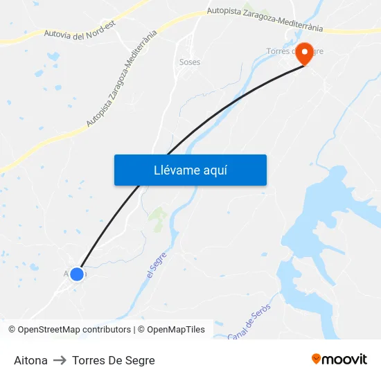 Aitona to Torres De Segre map