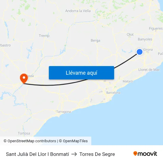 Sant Julià Del Llor I Bonmatí to Torres De Segre map