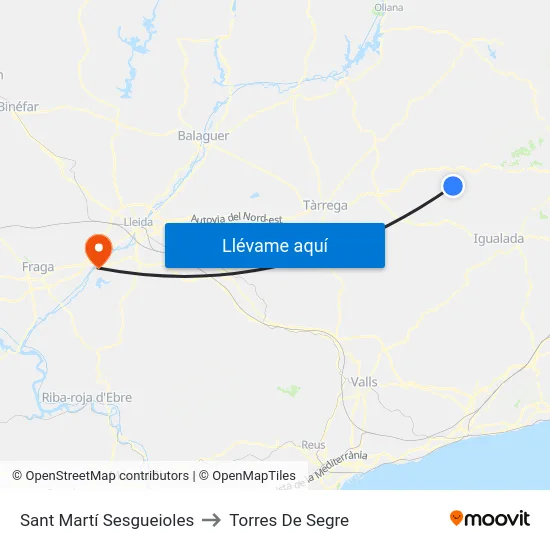 Sant Martí Sesgueioles to Torres De Segre map