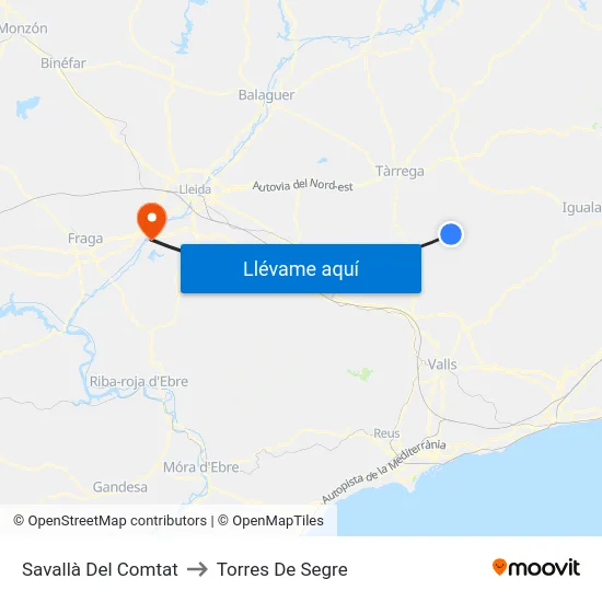 Savallà Del Comtat to Torres De Segre map