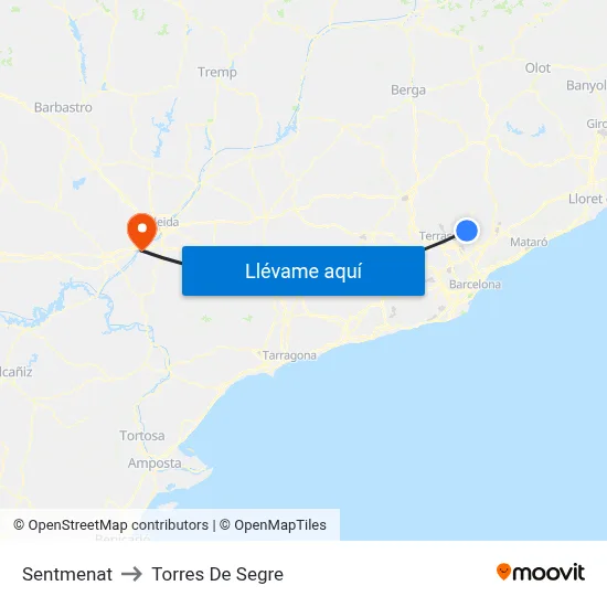 Sentmenat to Torres De Segre map