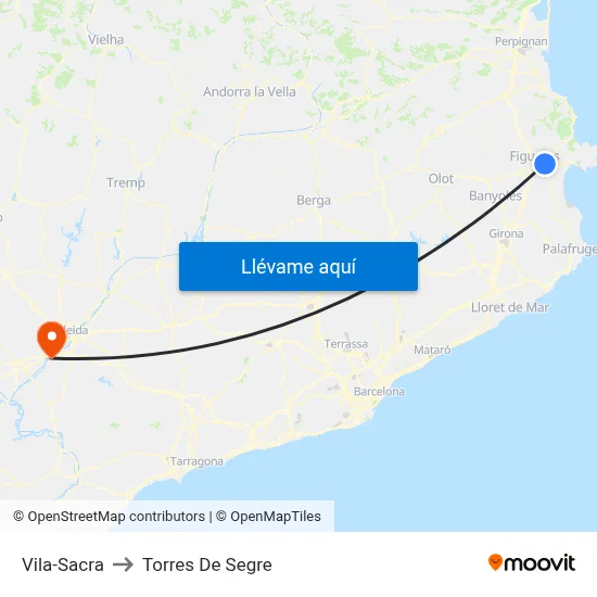 Vila-Sacra to Torres De Segre map