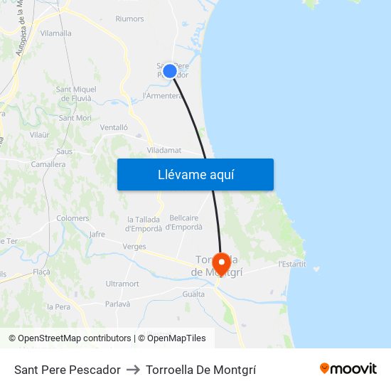 Sant Pere Pescador to Torroella De Montgrí map