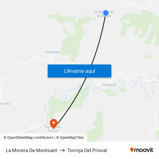 La Morera De Montsant to Torroja Del Priorat map