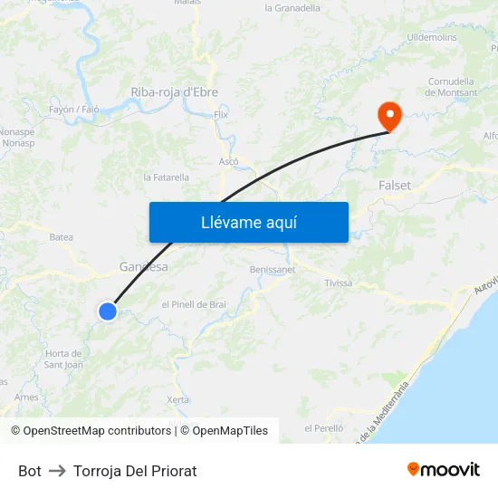 Bot to Torroja Del Priorat map