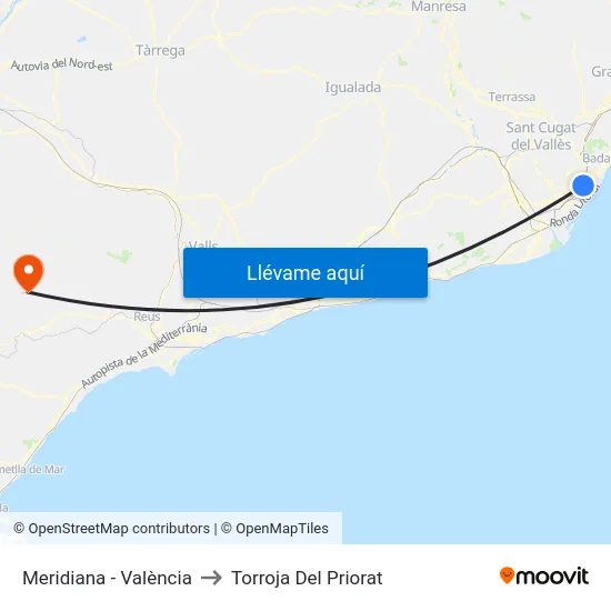 Meridiana - València to Torroja Del Priorat map