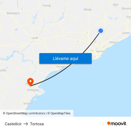Castellcir to Tortosa map