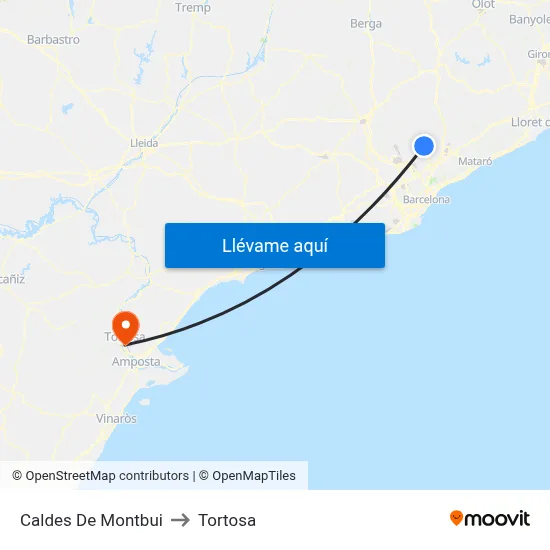 Caldes De Montbui to Tortosa map