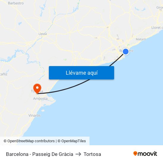 Barcelona - Passeig De Gràcia to Tortosa map