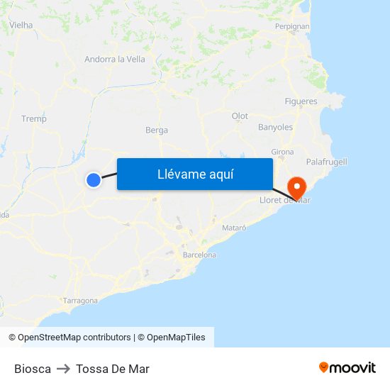 Biosca to Tossa De Mar map