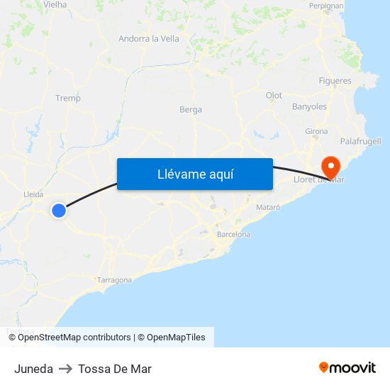 Juneda to Tossa De Mar map