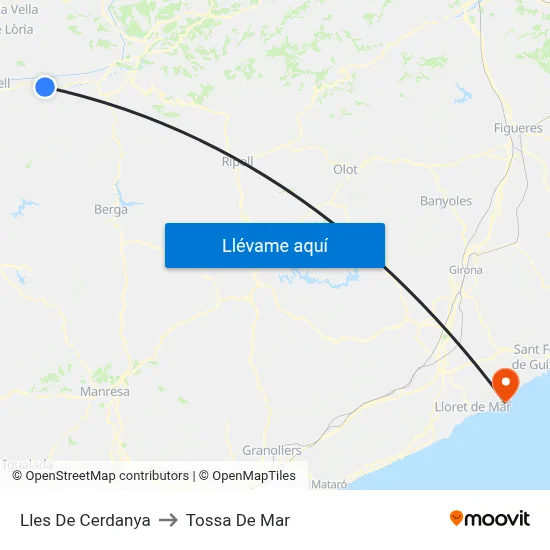 Lles De Cerdanya to Tossa De Mar map