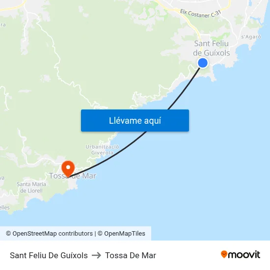 Sant Feliu De Guíxols to Tossa De Mar map