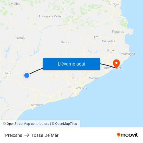 Preixana to Tossa De Mar map