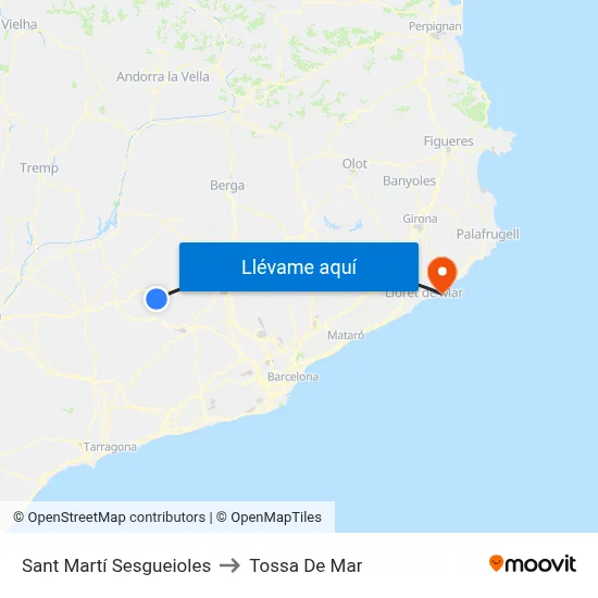 Sant Martí Sesgueioles to Tossa De Mar map