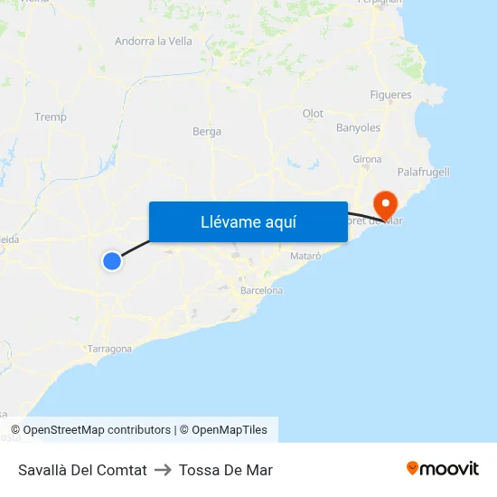 Savallà Del Comtat to Tossa De Mar map