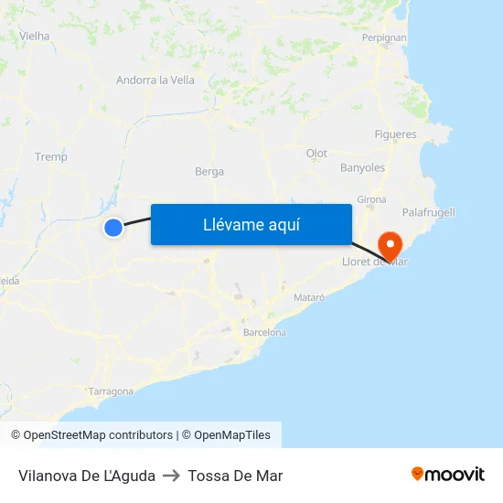 Vilanova De L'Aguda to Tossa De Mar map