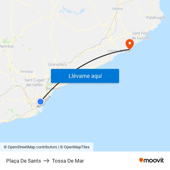Plaça De Sants to Tossa De Mar map