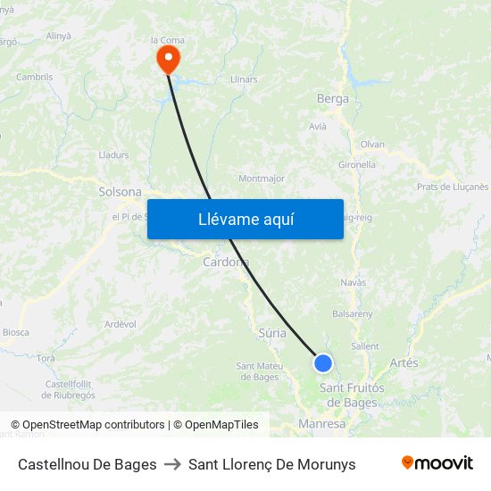 Castellnou De Bages to Sant Llorenç De Morunys map