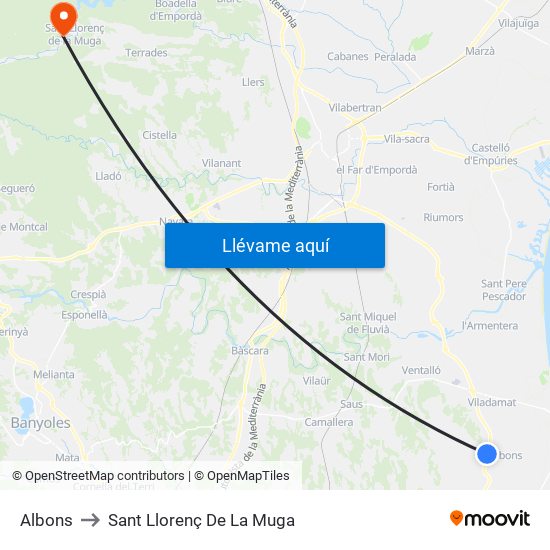 Albons to Sant Llorenç De La Muga map