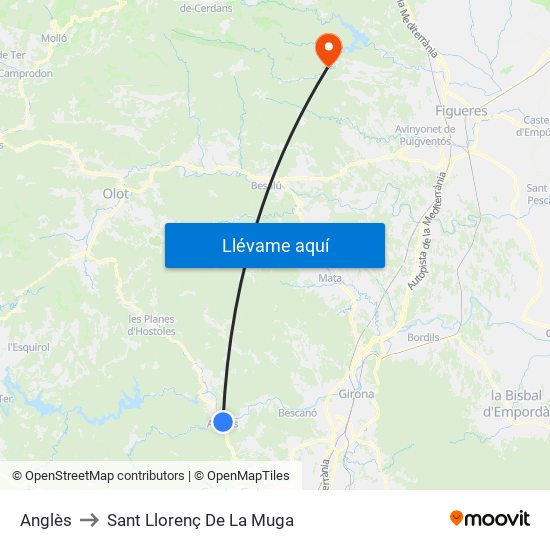 Anglès to Sant Llorenç De La Muga map