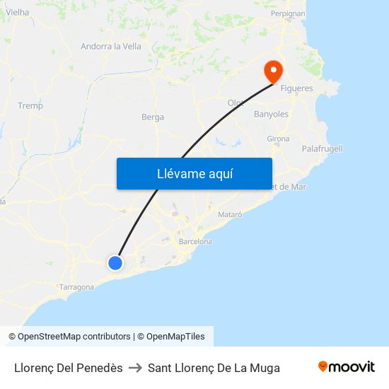 Llorenç Del Penedès to Sant Llorenç De La Muga map