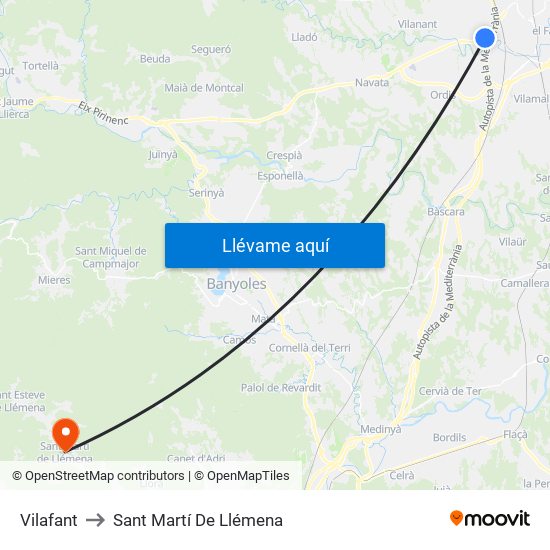 Vilafant to Sant Martí De Llémena map