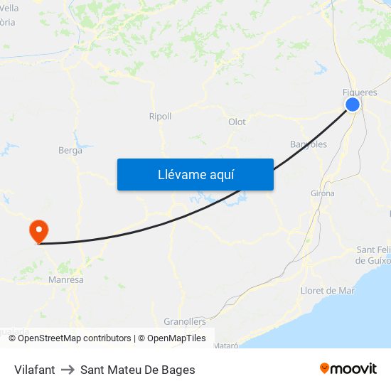 Vilafant to Sant Mateu De Bages map