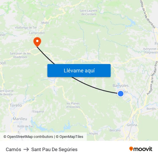Camós to Sant Pau De Segúries map