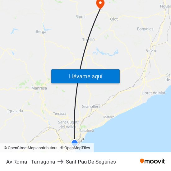Av Roma - Tarragona to Sant Pau De Segúries map