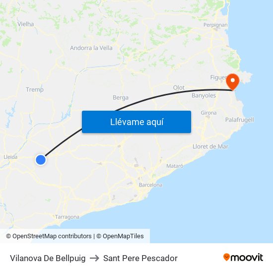 Vilanova De Bellpuig to Sant Pere Pescador map