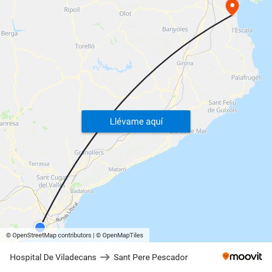 Hospital De Viladecans to Sant Pere Pescador map