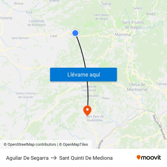 Aguilar De Segarra to Sant Quintí De Mediona map