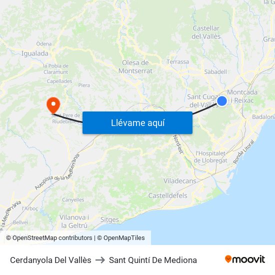 Cerdanyola Del Vallès to Sant Quintí De Mediona map