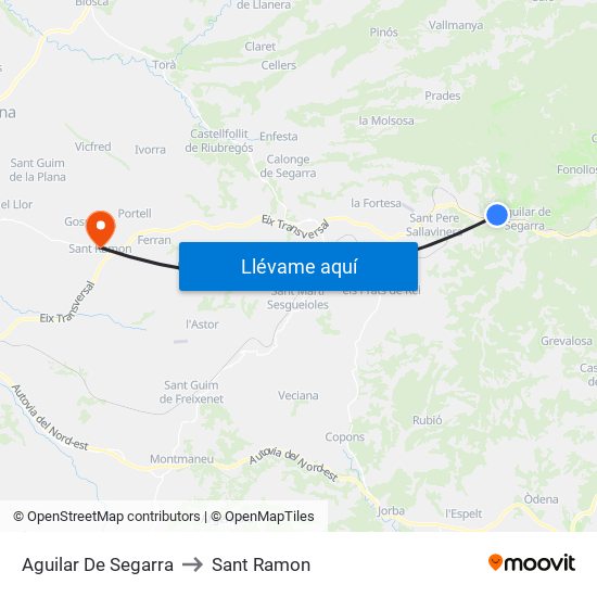 Aguilar De Segarra to Sant Ramon map