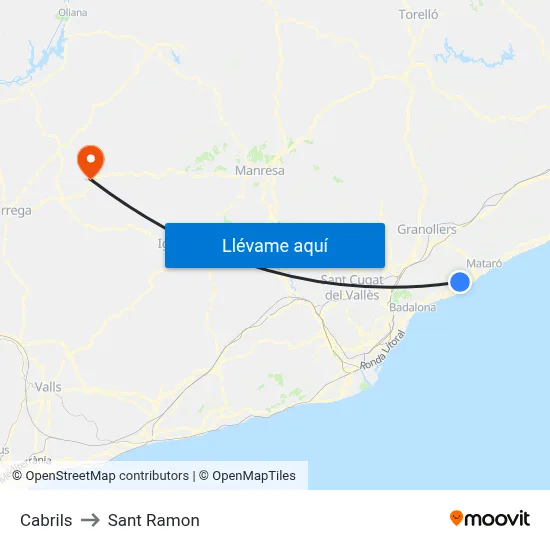 Cabrils to Sant Ramon map