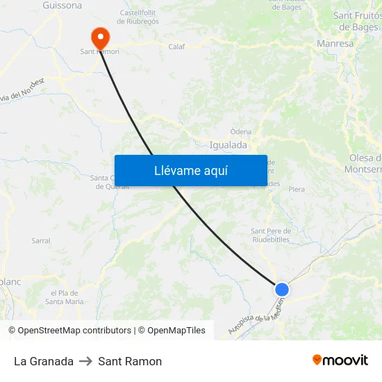 La Granada to Sant Ramon map