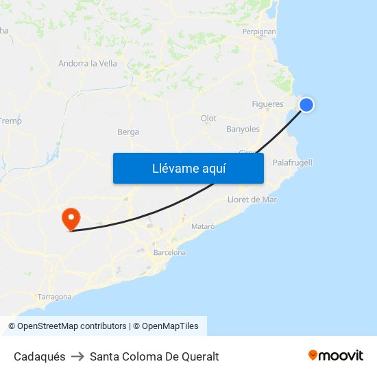 Cadaqués to Santa Coloma De Queralt map