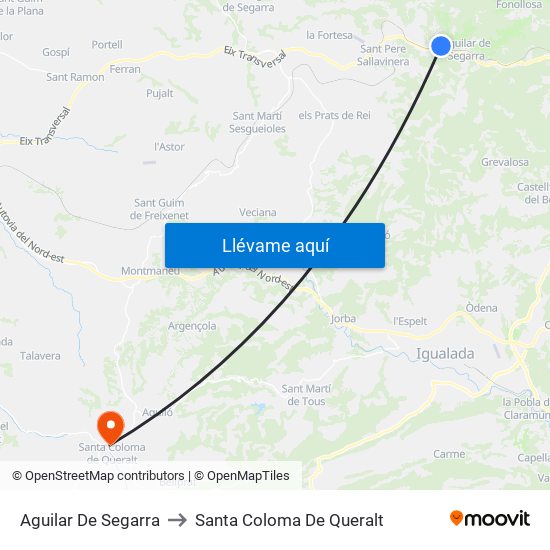 Aguilar De Segarra to Santa Coloma De Queralt map