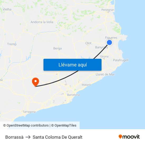 Borrassà to Santa Coloma De Queralt map