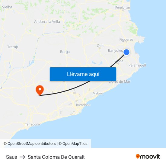Saus to Santa Coloma De Queralt map