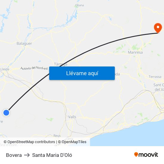 Bovera to Santa Maria D'Oló map