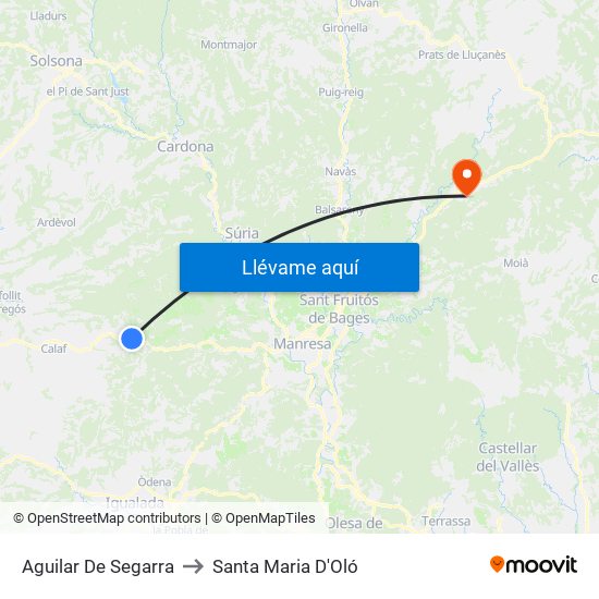 Aguilar De Segarra to Santa Maria D'Oló map